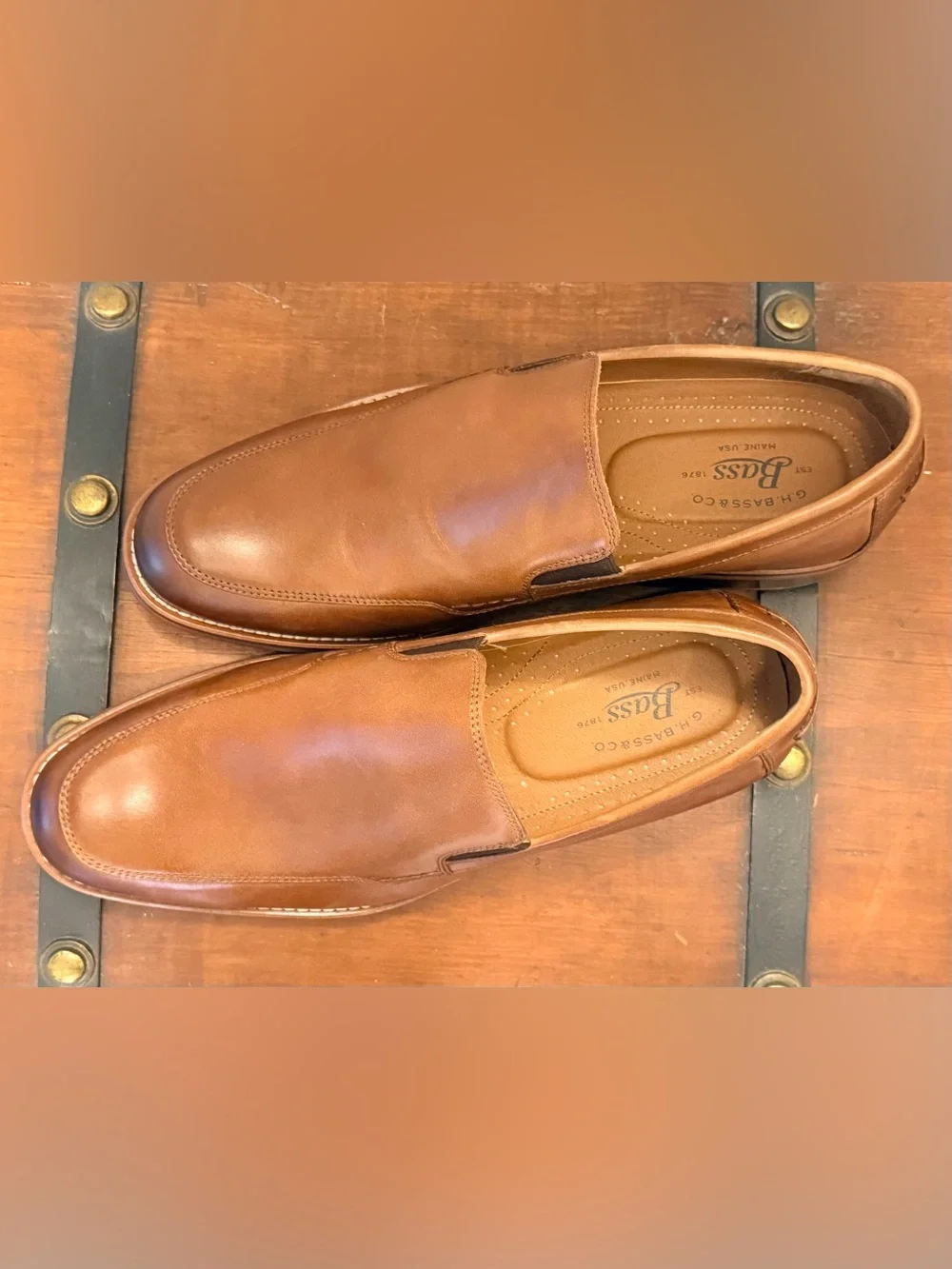 G.H. Bass & Co. Leather Slip-On Loafers in Cognac Brown